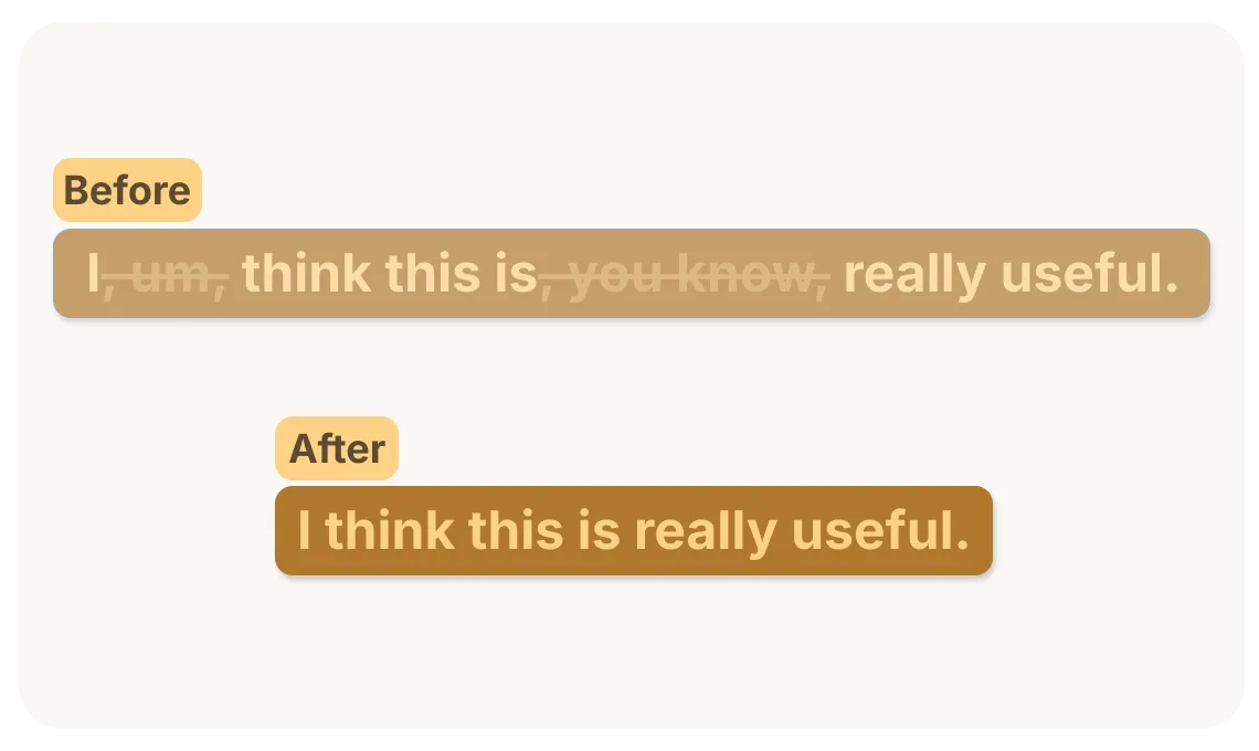 Illustration — automatic filler word removal
