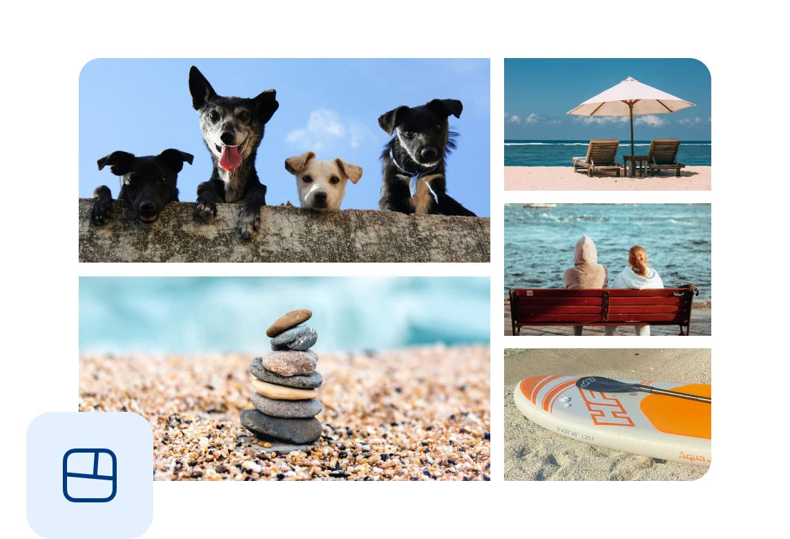 Collage hero — multiple photos arranged in a creative layout