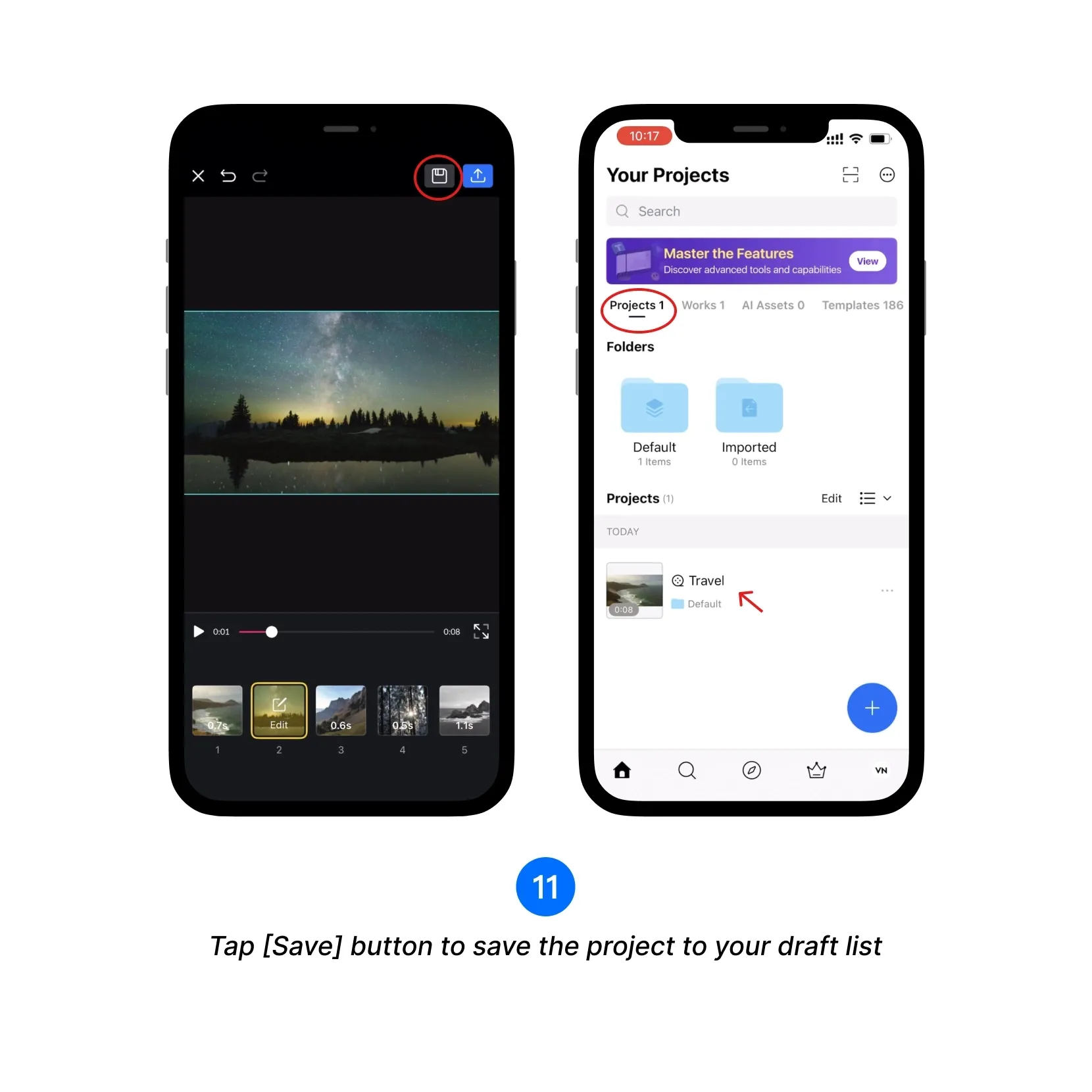 Tap save to your draft list