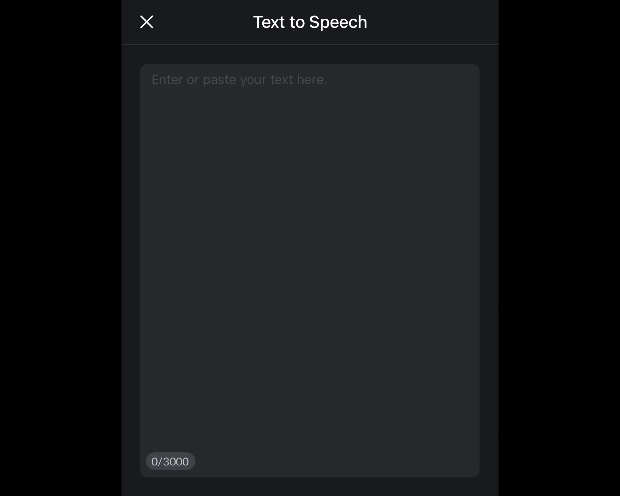 Enter text in Text to Speech