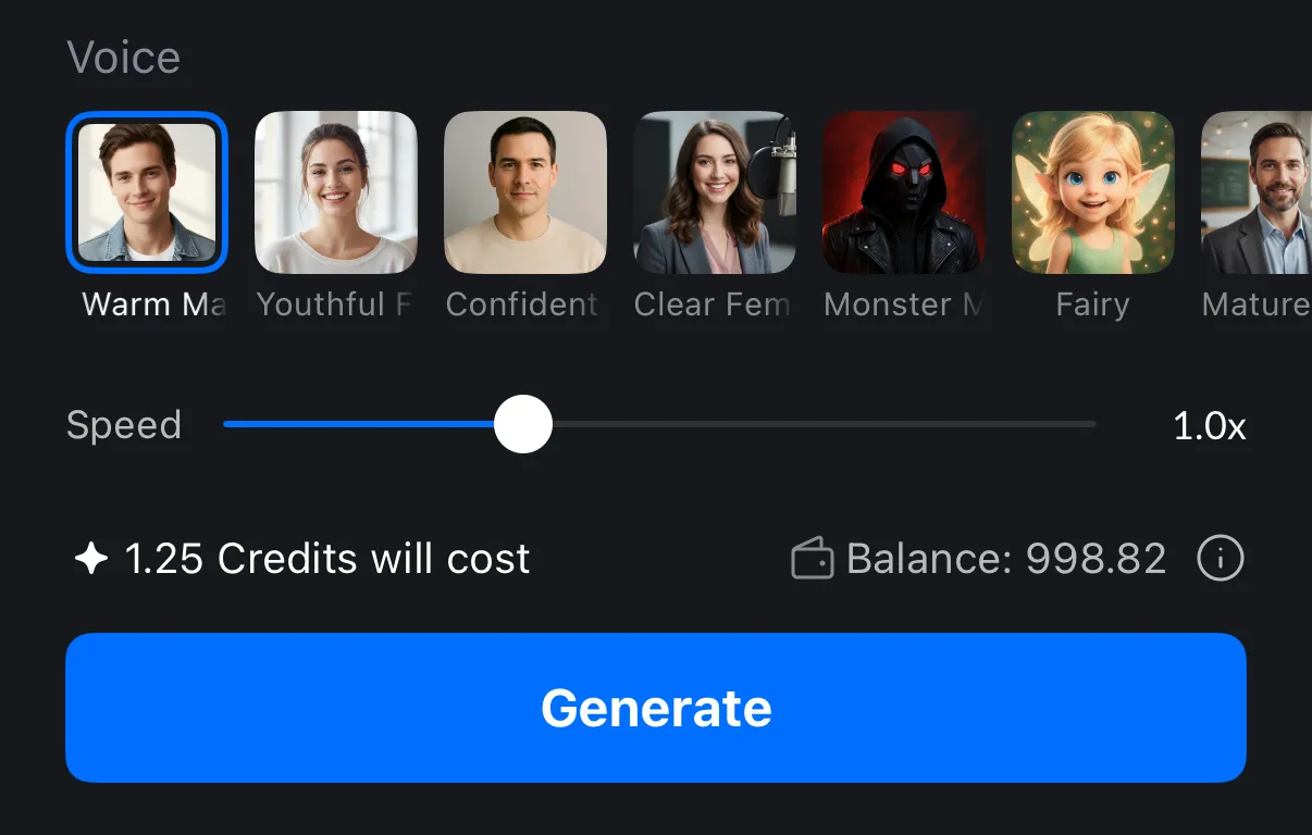 Switch voice style and generate