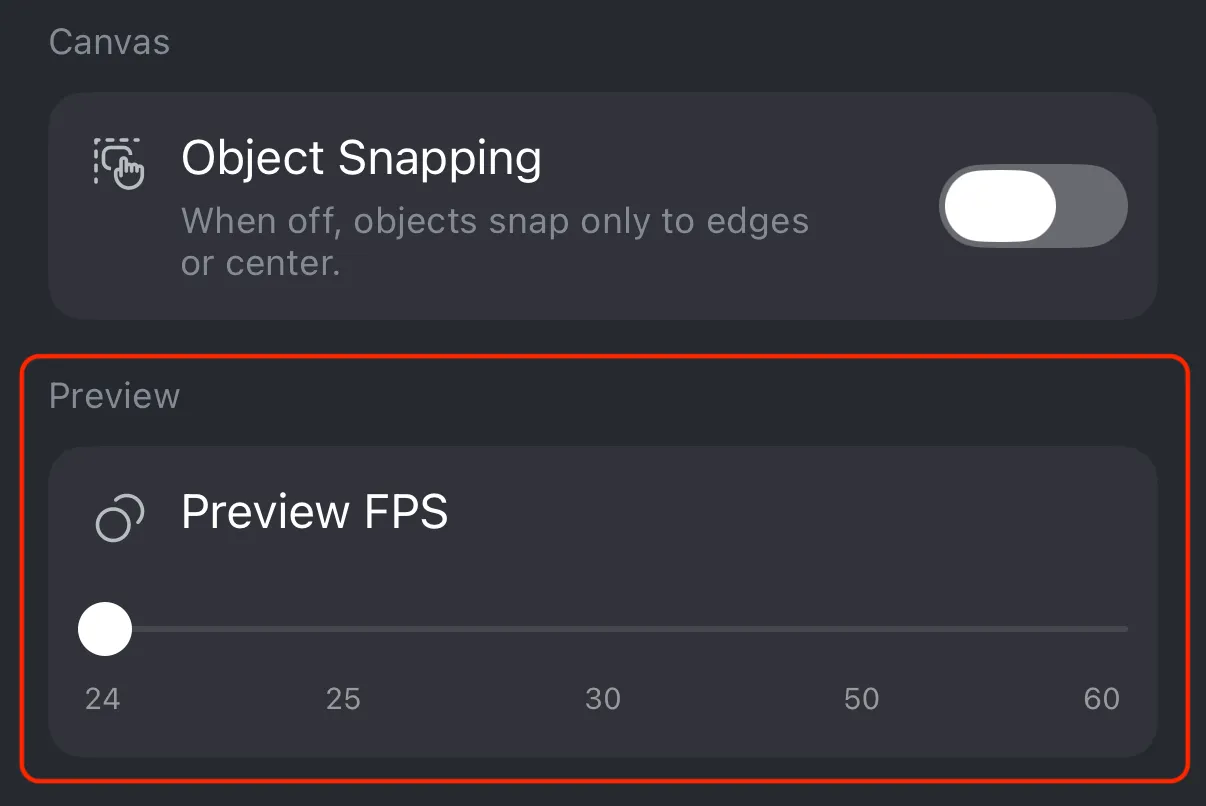 Preview FPS setting location