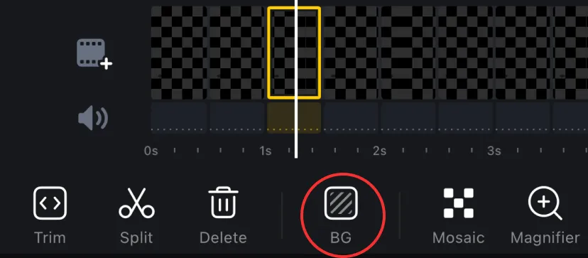 Select the clip on the main track and tap BG
