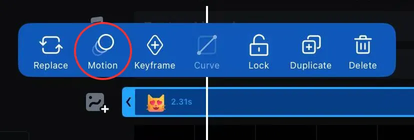 Select the text or sticker, then Tap Motion