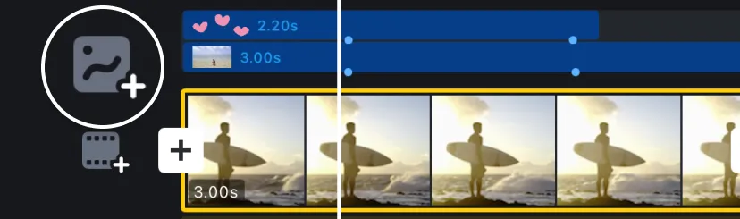 Tap Add PiP/Sticker icon to add images, videos, or stickers