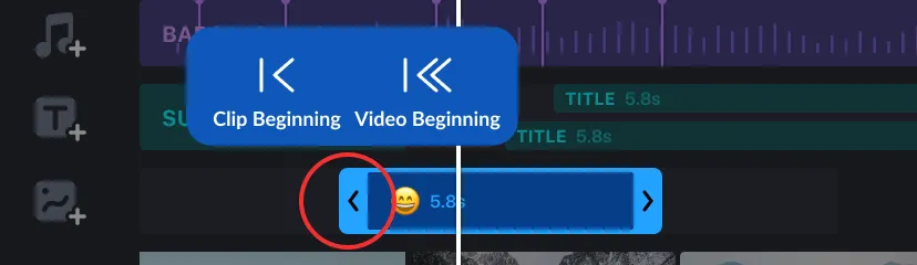 Tap the handle to extend the duration to the beginning