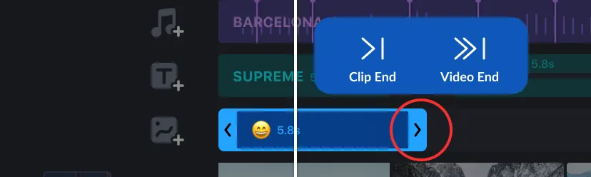Tap the handle to extend the duration to the end