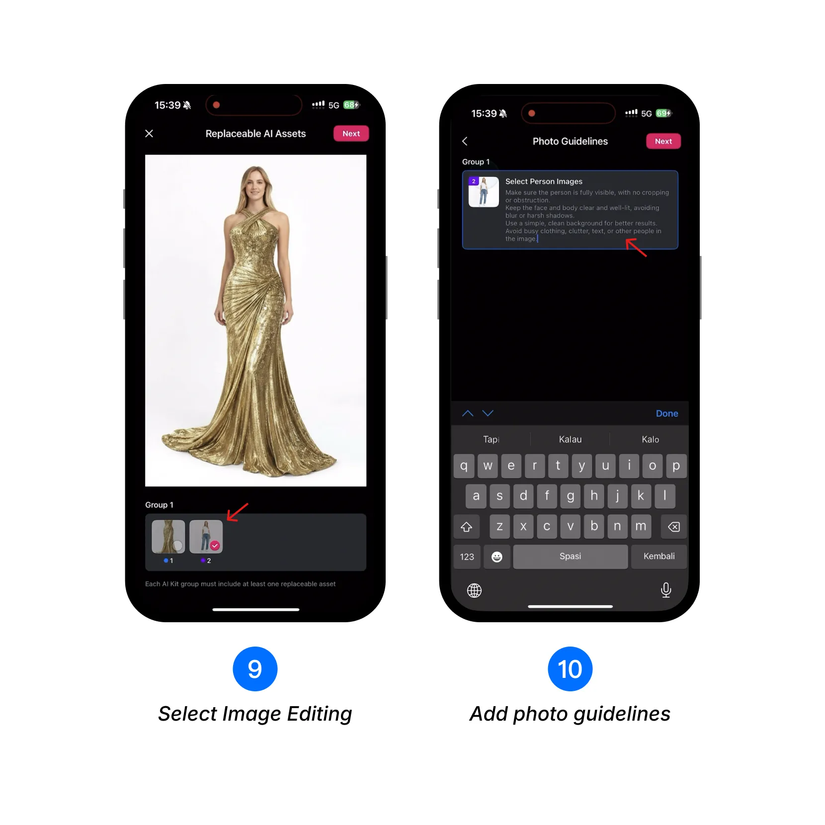 Add photo guidelines for the replaceable images.