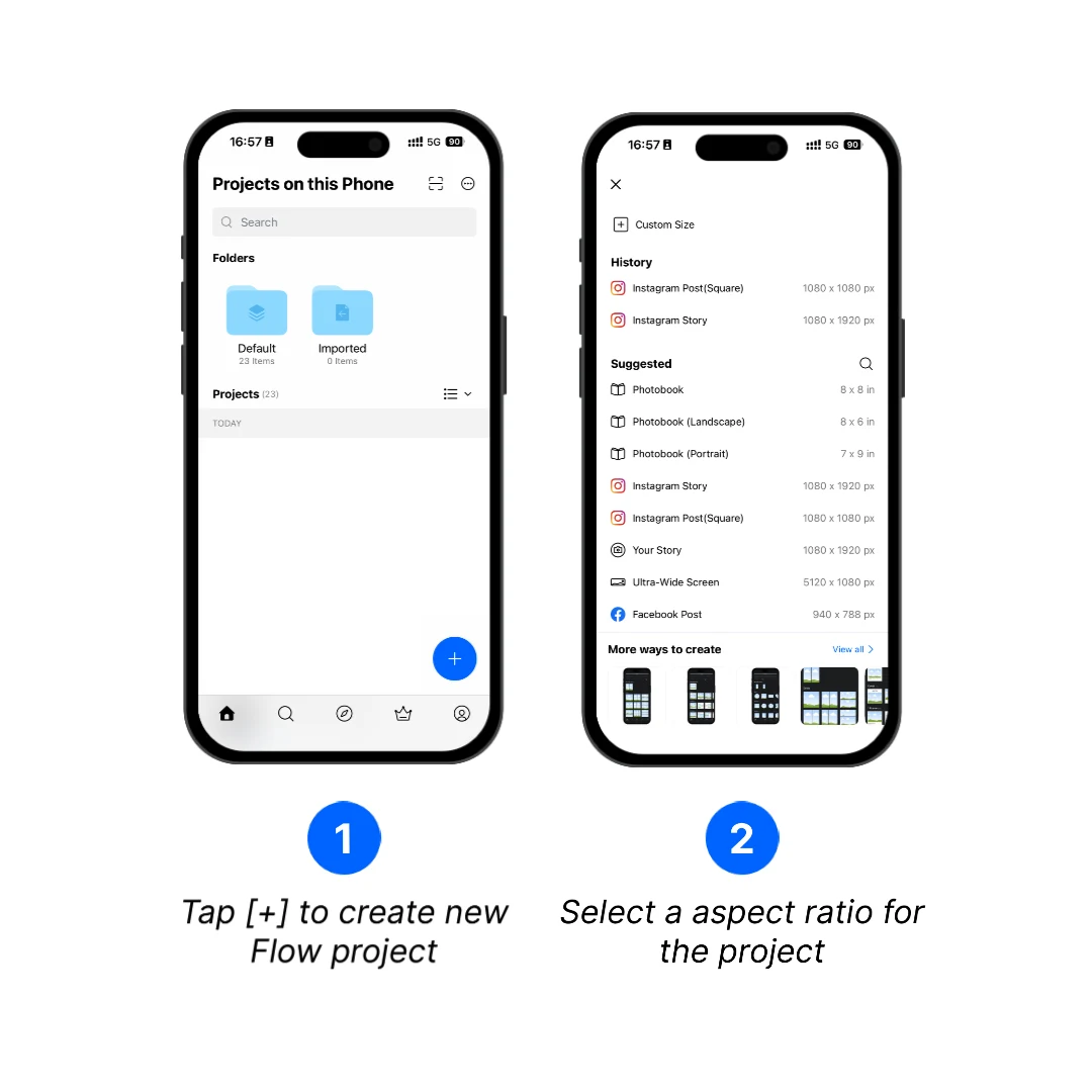 Create a Flow project and select an aspect ratio