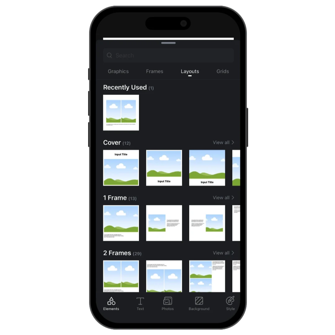 Select a Layout with replaceable media areas