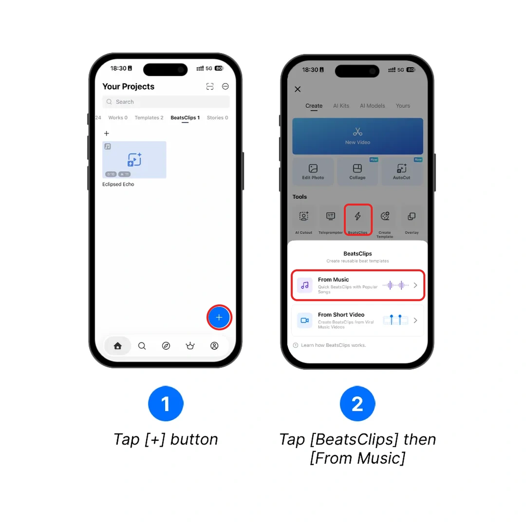 Open BeatsClips and select From Music