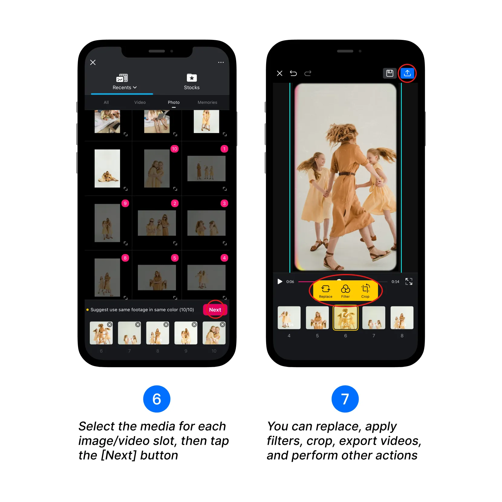 Edit and export template